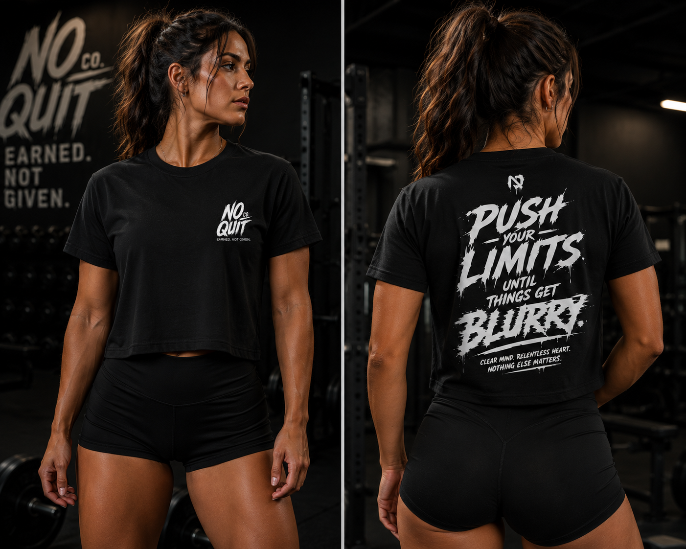 Push Your Limits Until Things Get Blurry Women's Modest Crop Workout Tee