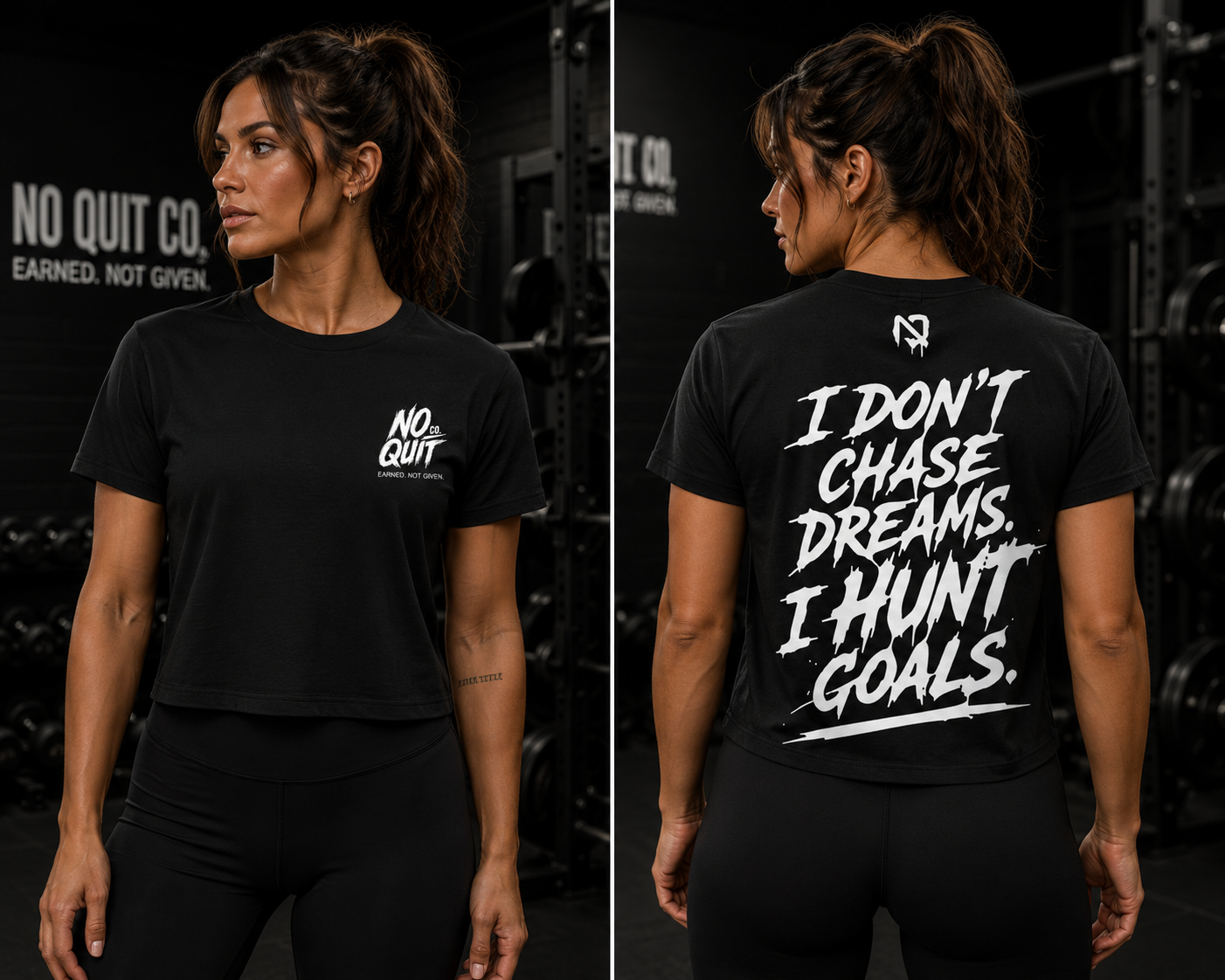 I Don't Chase Dreams, I Hunt Goals Women's Cropped Workout Tee