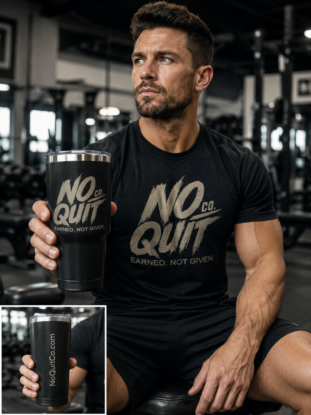 No Quit Co. Stainless Steel Sports Tumbler – Earned. Not Given.