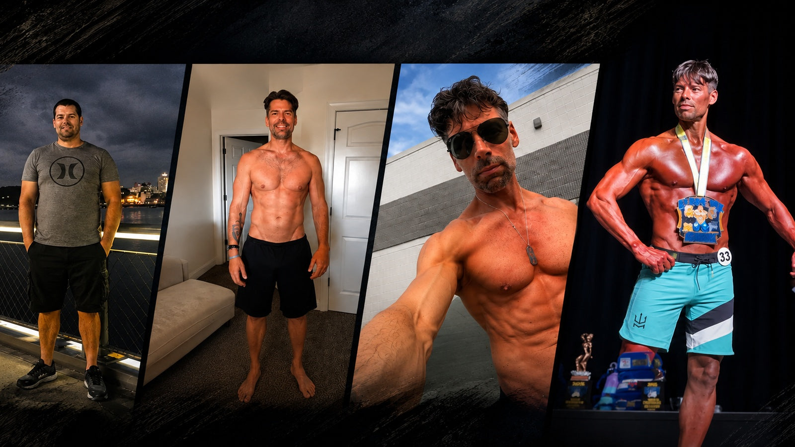 Brian Frank fitness transformation journey from 2016 through bodybuilding competition